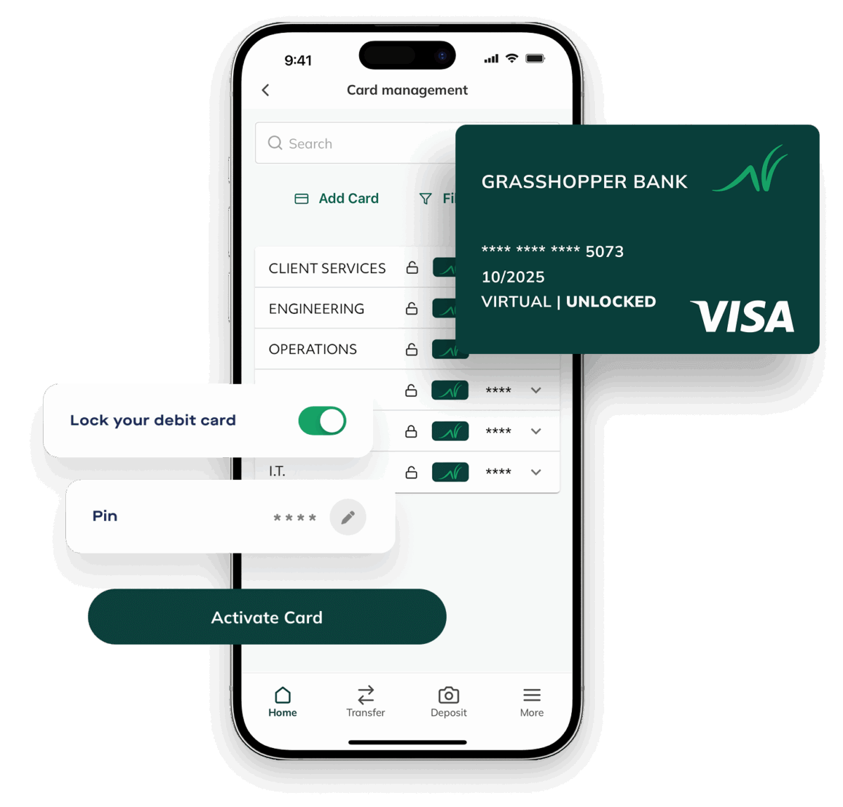 Phone with card and UI flyouts